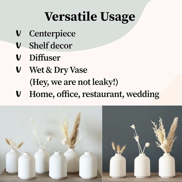 Carrot's Den - Set of 6 White Mini Ceramic Vases for Home Decor | Boho Bud Vases - Picture 7 of 8